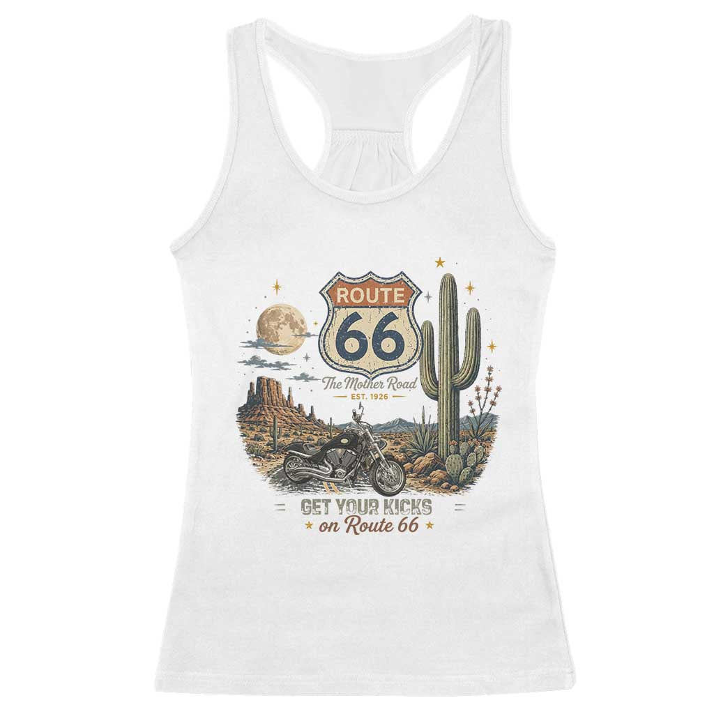 Highway 66 Get Your Kicks Centennial Road Trip Racerback Tank Top Vintage 1976 American Cruiser Motorcycle Lover 100th Anniversary Gift