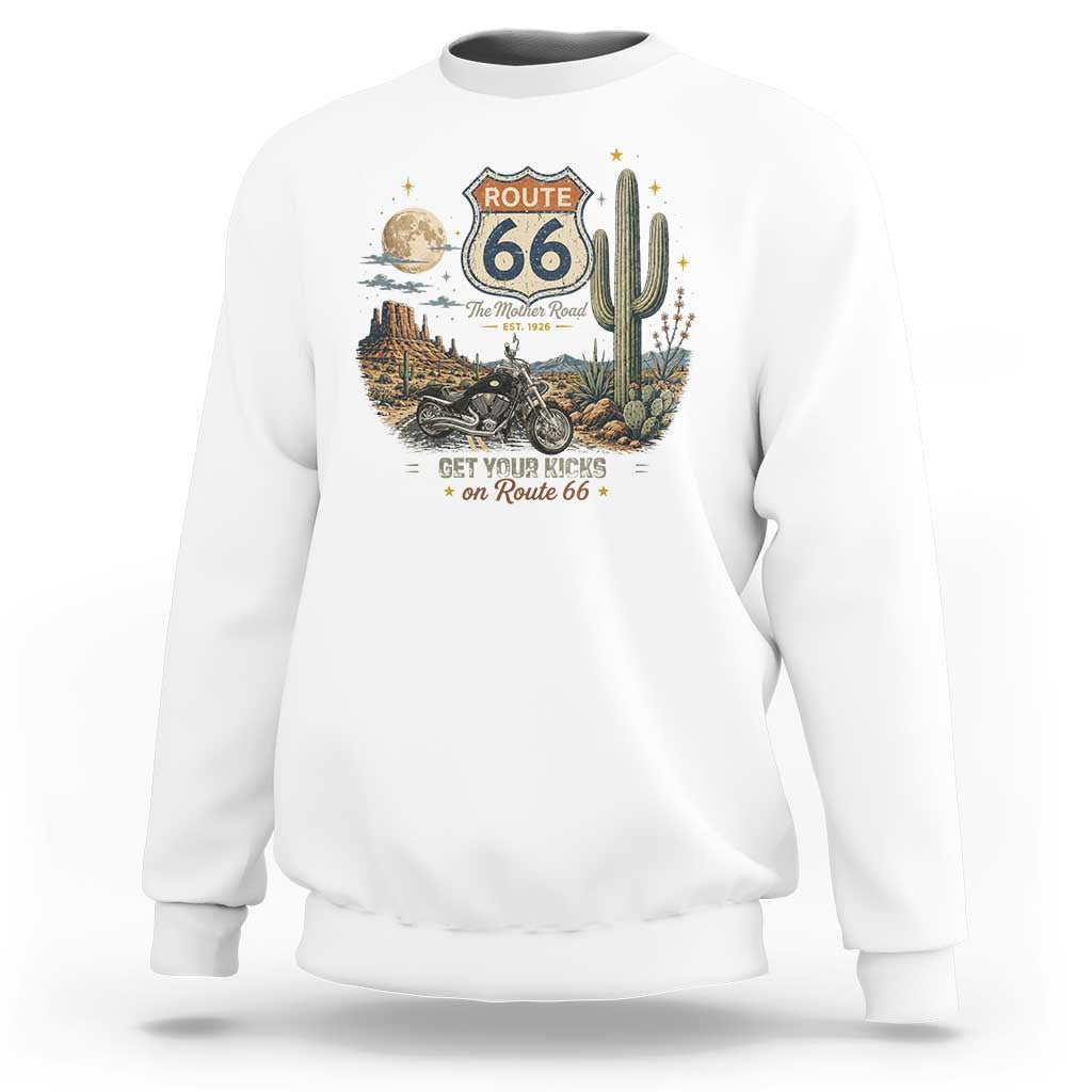 Highway 66 Get Your Kicks Centennial Road Trip Sweatshirt Vintage 1976 American Cruiser Motorcycle Lover 100th Anniversary Gift