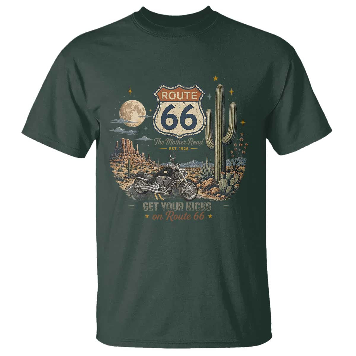 Highway 66 Get Your Kicks Centennial Road Trip T Shirt Vintage 1976 American Cruiser Motorcycle Lover 100th Anniversary Gift