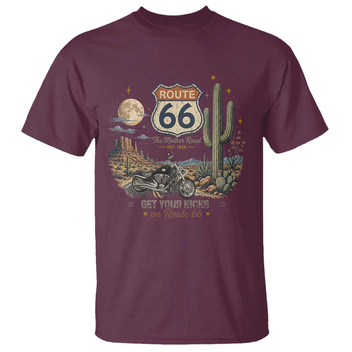Highway 66 Get Your Kicks Centennial Road Trip T Shirt Vintage 1976 American Cruiser Motorcycle Lover 100th Anniversary Gift