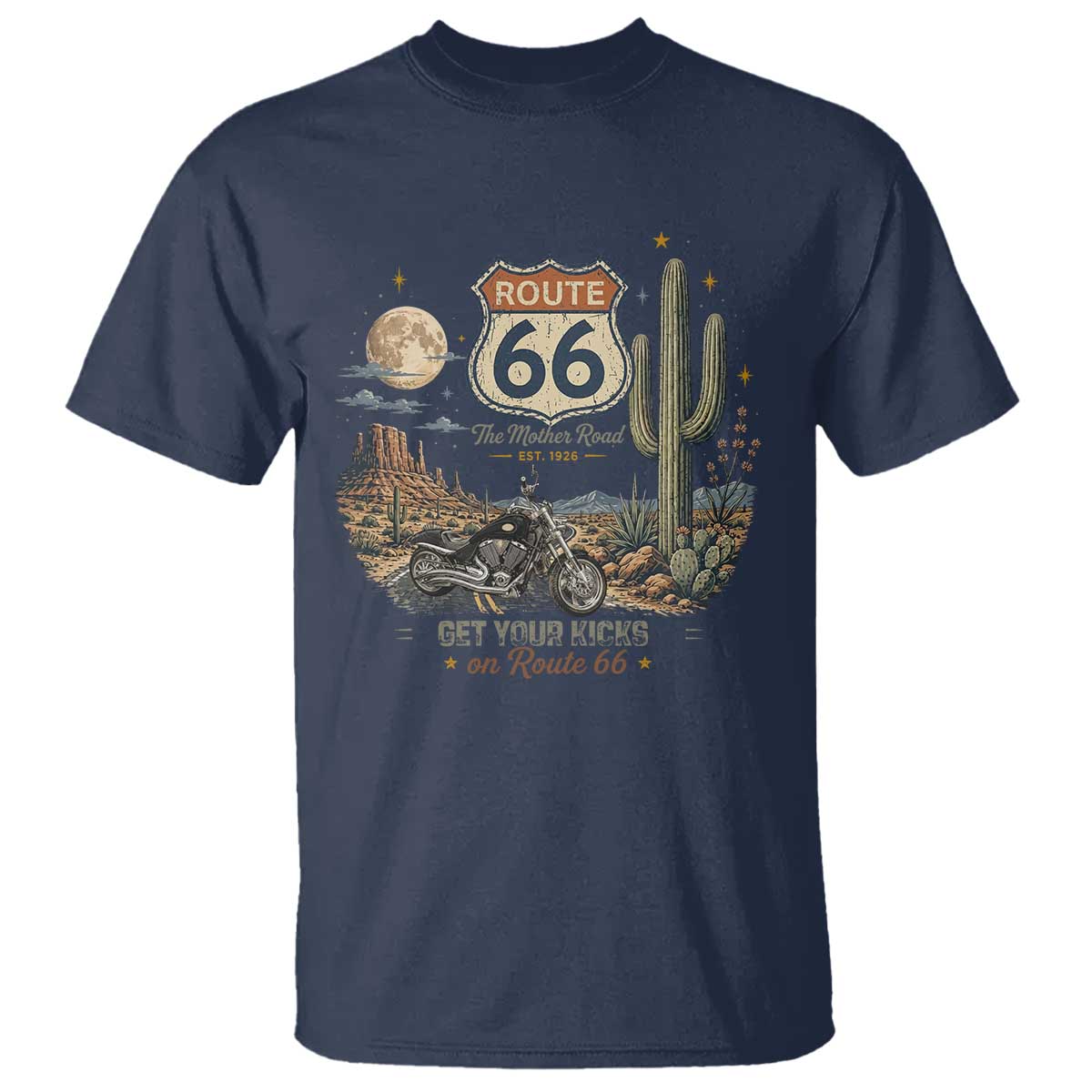 Highway 66 Get Your Kicks Centennial Road Trip T Shirt Vintage 1976 American Cruiser Motorcycle Lover 100th Anniversary Gift