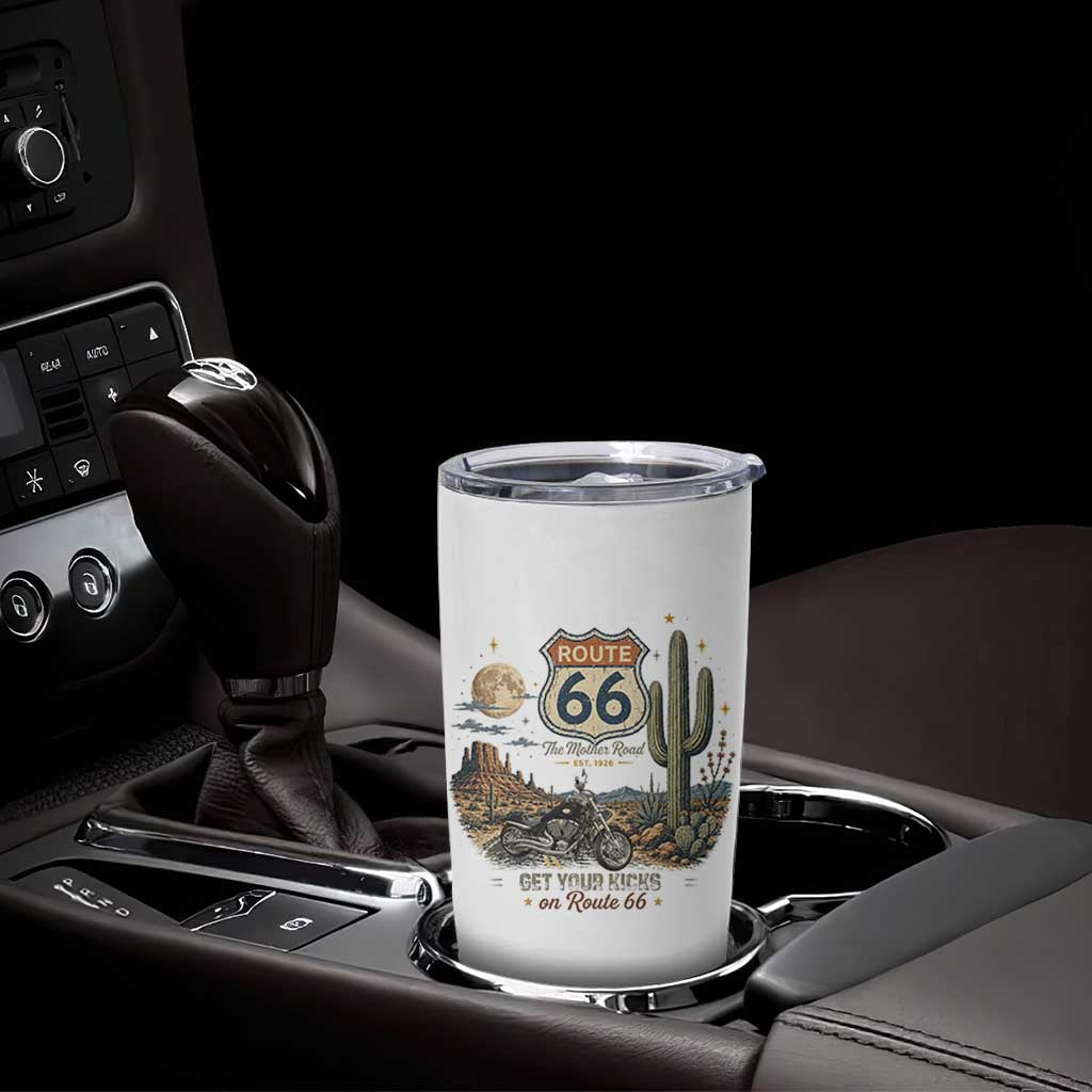 Highway 66 Get Your Kicks Centennial Road Trip Tumbler Cup Vintage 1976 American Cruiser Motorcycle Lover 100th Anniversary Gift