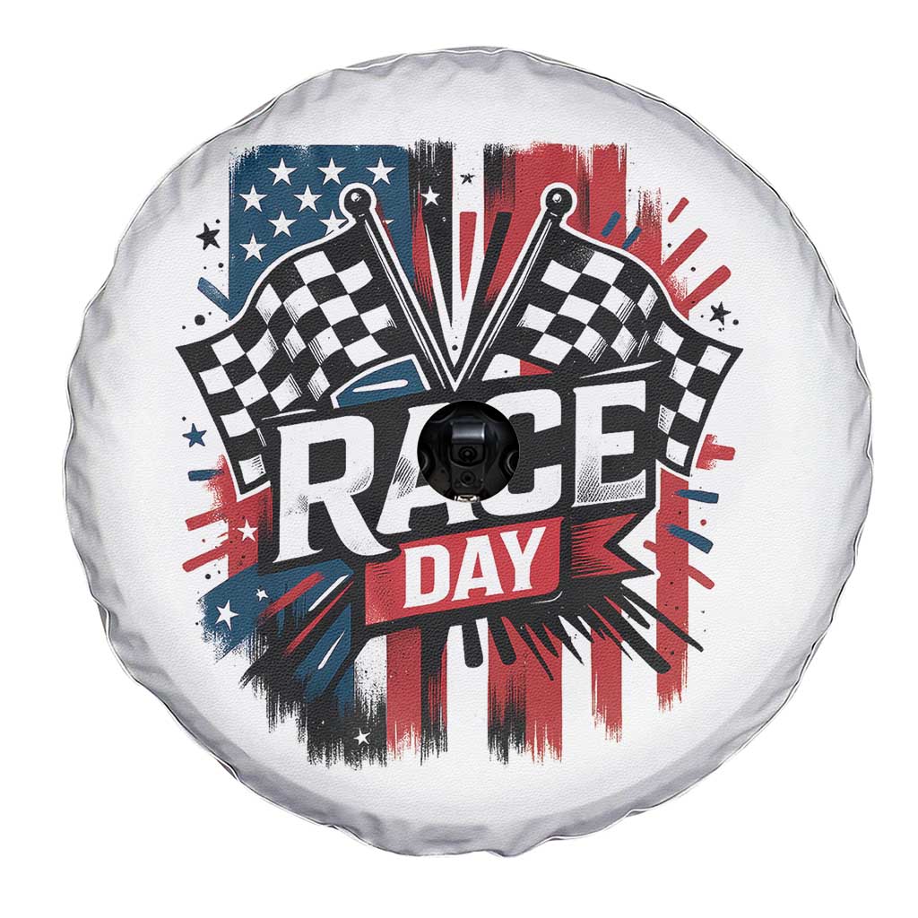 Checkered Flag Racing Spare Tire Cover Race Day Team Lover - Wonder Print Shop