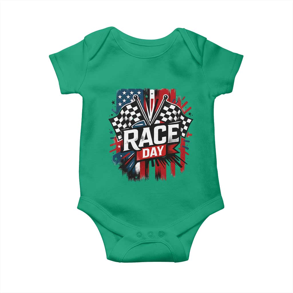 Checkered Flag Racing Baby Onesie Race Day Team Lover - Wonder Print Shop