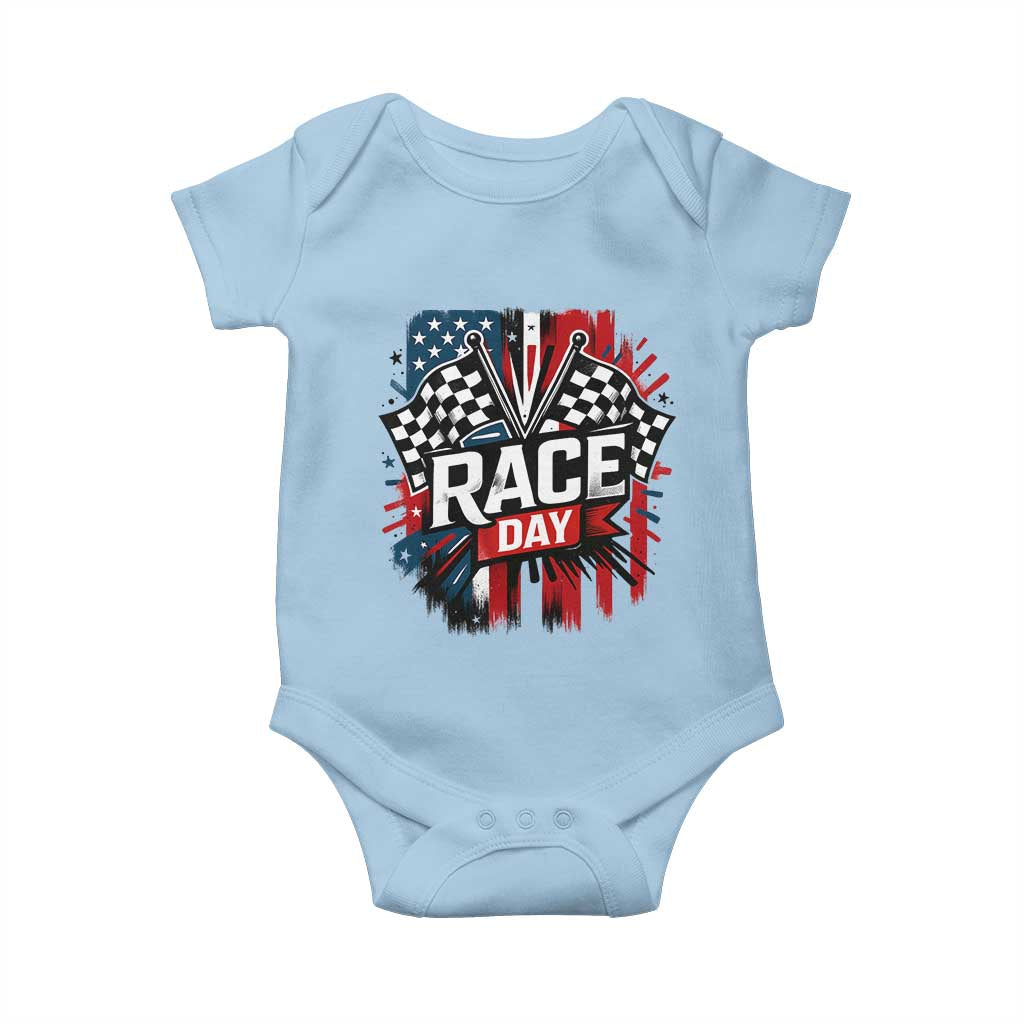 Checkered Flag Racing Baby Onesie Race Day Team Lover - Wonder Print Shop