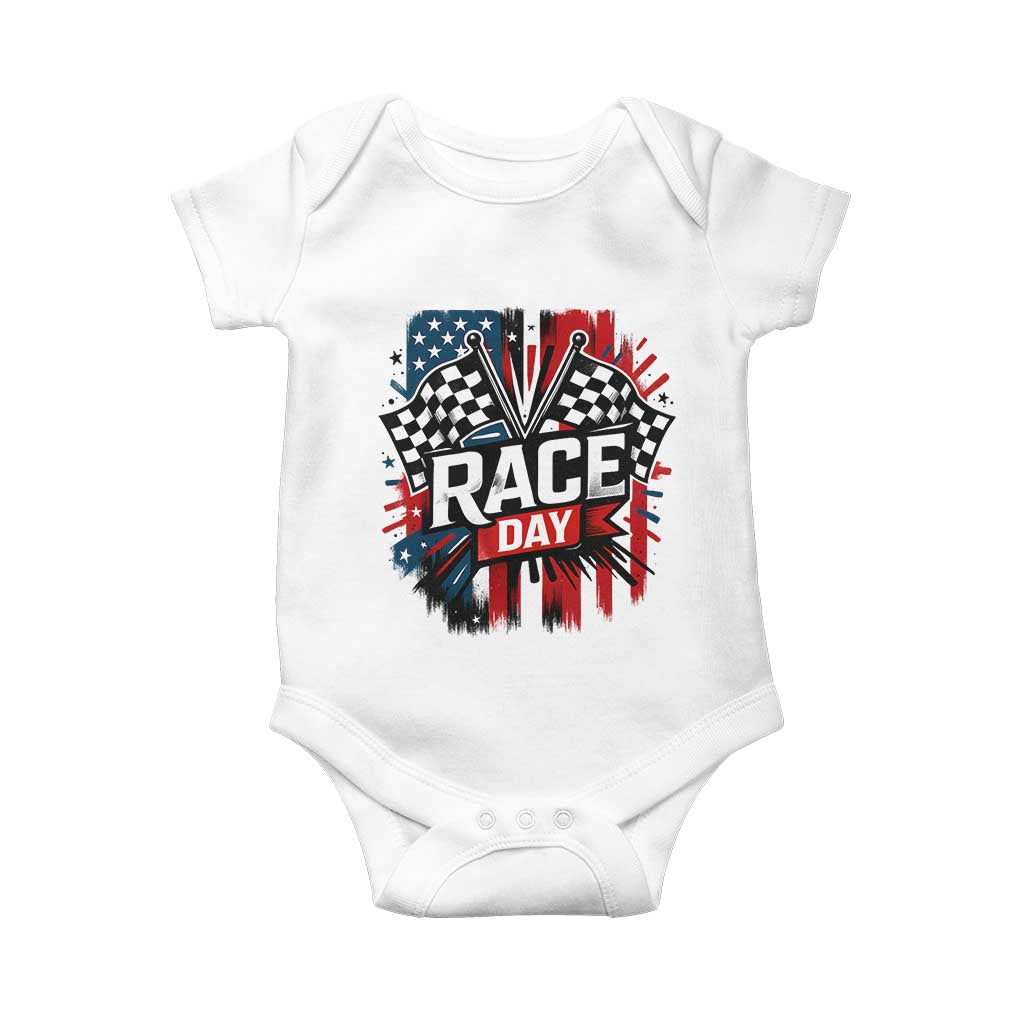 Checkered Flag Racing Baby Onesie Race Day Team Lover - Wonder Print Shop
