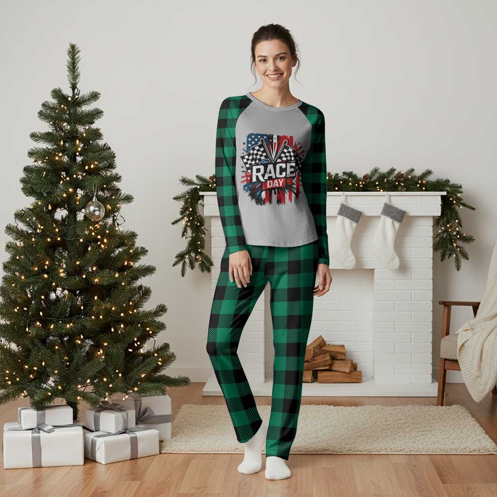 Checkered Flag Racing Plaid Pajama Set Race Day Team Lover - Wonder Print Shop
