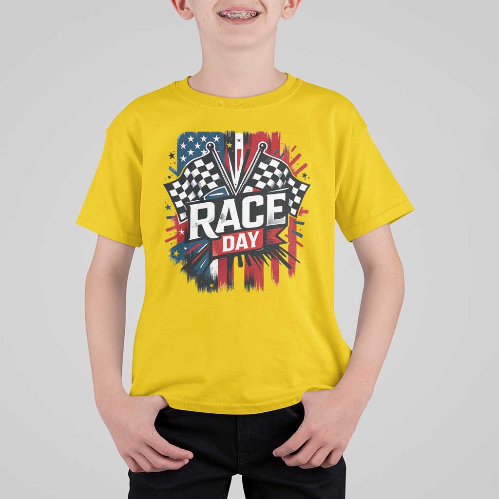 Checkered Flag Racing T Shirt For Kid Race Day Team Lover - Wonder Print Shop