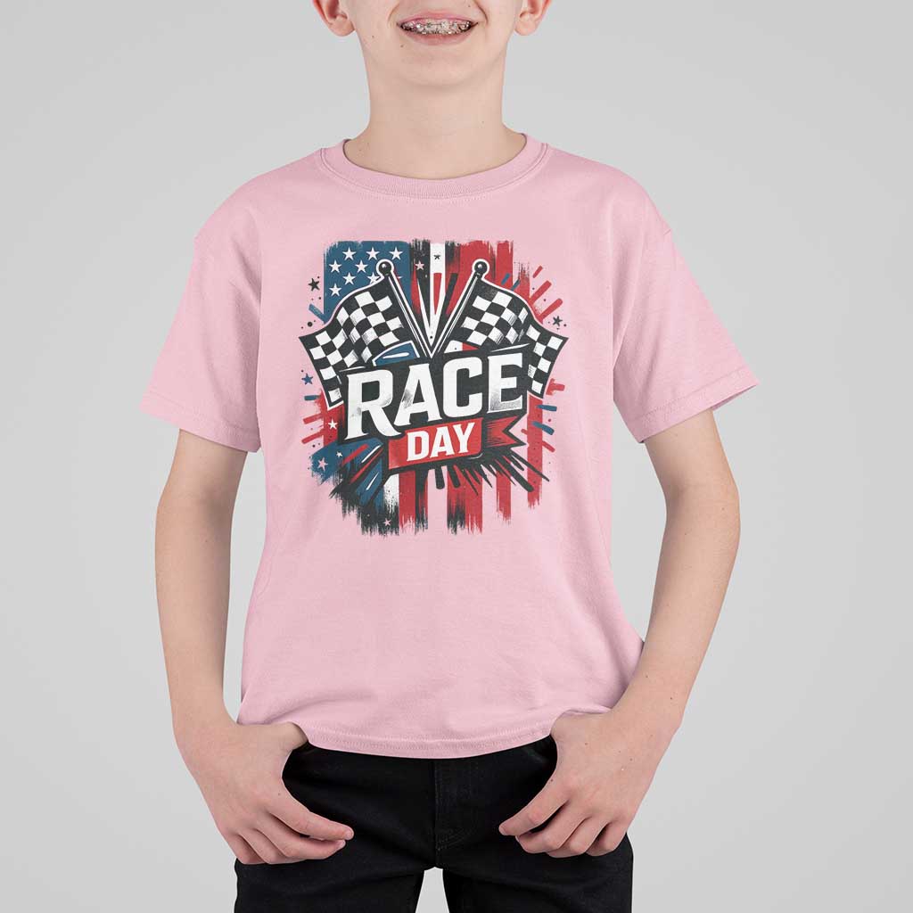 Checkered Flag Racing T Shirt For Kid Race Day Team Lover - Wonder Print Shop