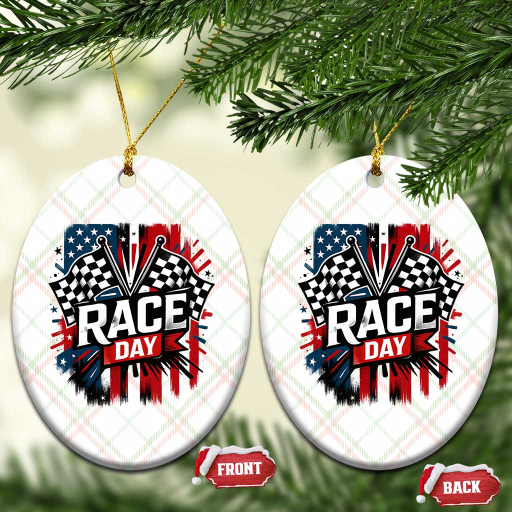Checkered Flag Racing Ceramic Ornament Race Day Team Lover - Wonder Print Shop
