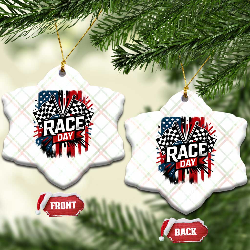 Checkered Flag Racing Ceramic Ornament Race Day Team Lover - Wonder Print Shop