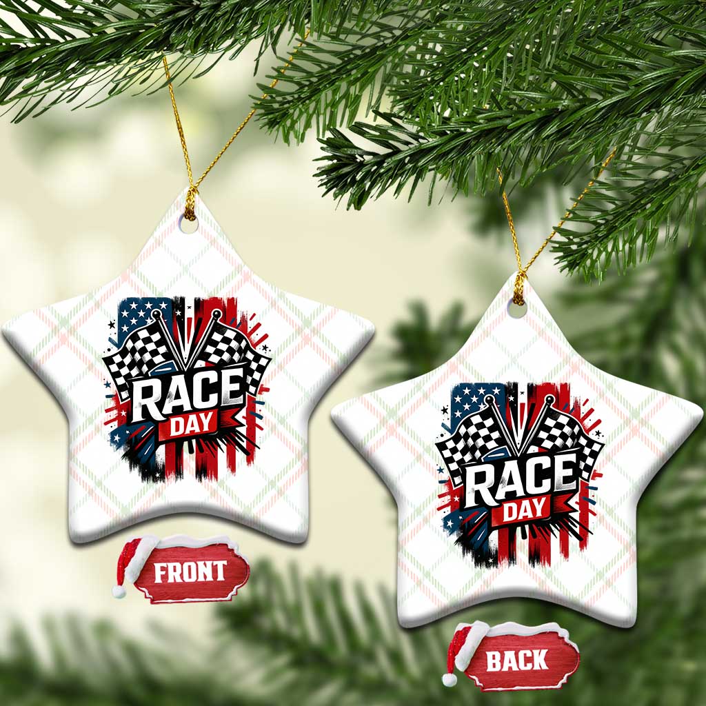 Checkered Flag Racing Ceramic Ornament Race Day Team Lover - Wonder Print Shop