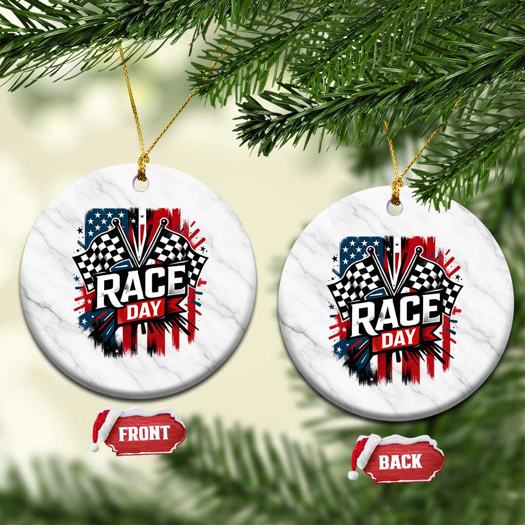 Checkered Flag Racing Ceramic Ornament Race Day Team Lover - Wonder Print Shop