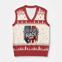 Checkered Flag Racing V-Neck Knit Sweater Vest Race Day Team Lover - Wonder Print Shop