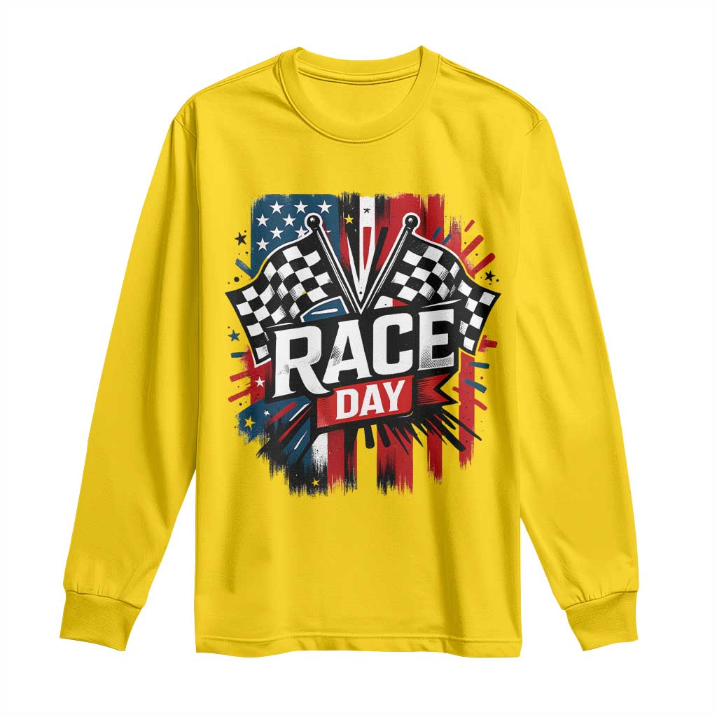 Checkered Flag Racing Long Sleeve Shirt Race Day Team Lover - Wonder Print Shop