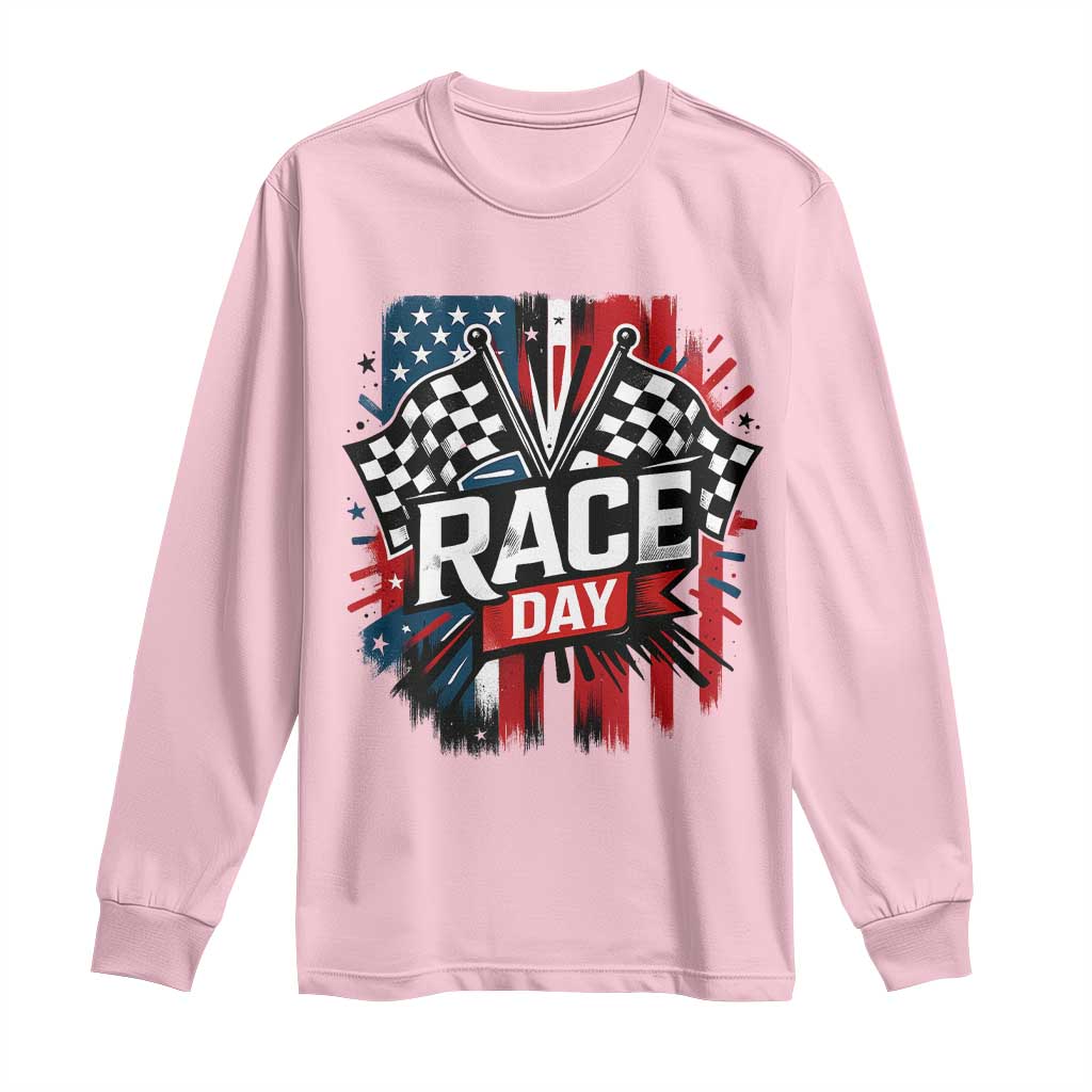 Checkered Flag Racing Long Sleeve Shirt Race Day Team Lover - Wonder Print Shop