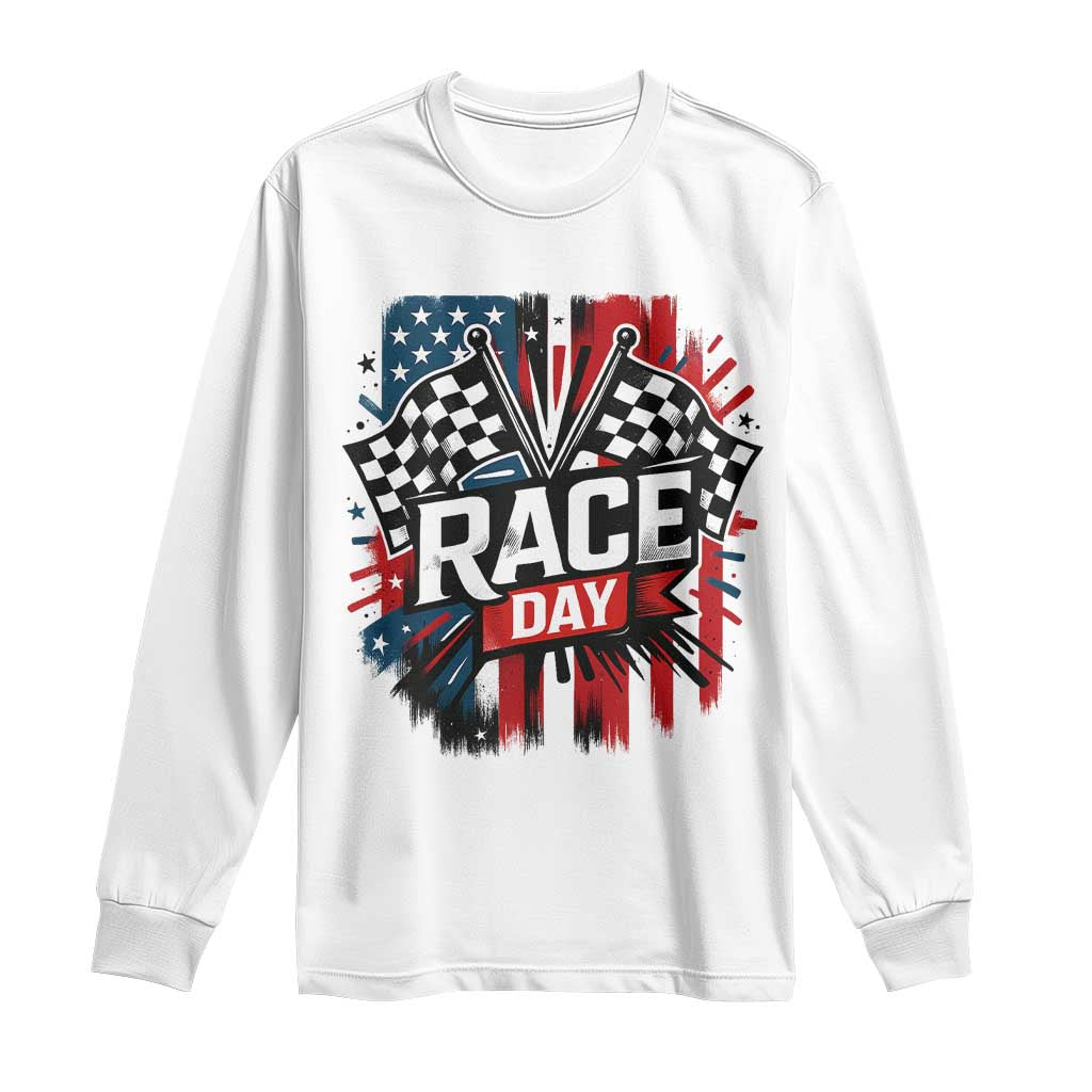 Checkered Flag Racing Long Sleeve Shirt Race Day Team Lover - Wonder Print Shop