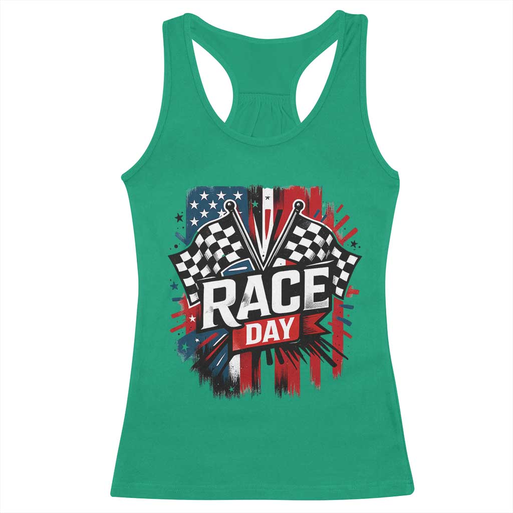 Checkered Flag Racing Racerback Tank Top Race Day Team Lover - Wonder Print Shop