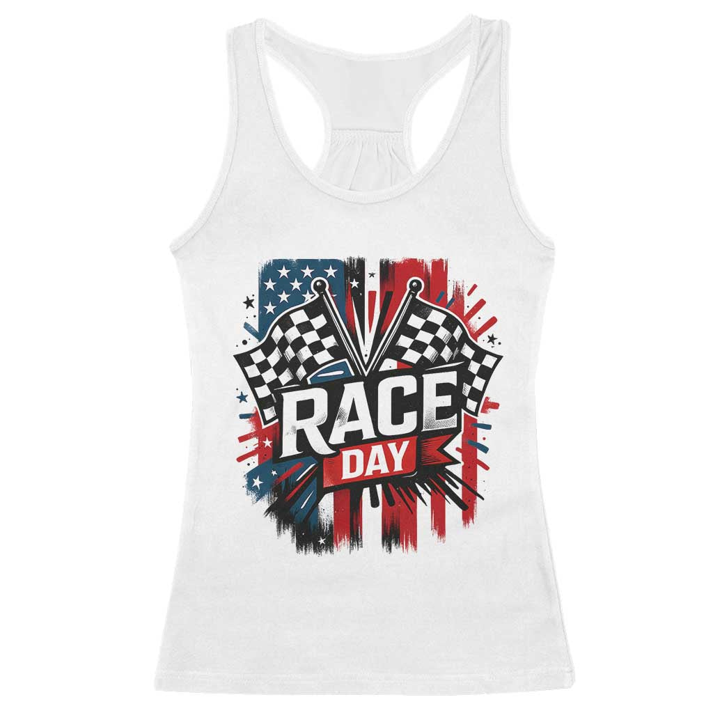 Checkered Flag Racing Racerback Tank Top Race Day Team Lover - Wonder Print Shop