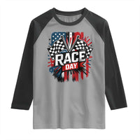 Checkered Flag Racing Raglan Shirt Race Day Team Lover - Wonder Print Shop