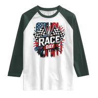 Checkered Flag Racing Raglan Shirt Race Day Team Lover - Wonder Print Shop
