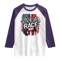 Checkered Flag Racing Raglan Shirt Race Day Team Lover - Wonder Print Shop