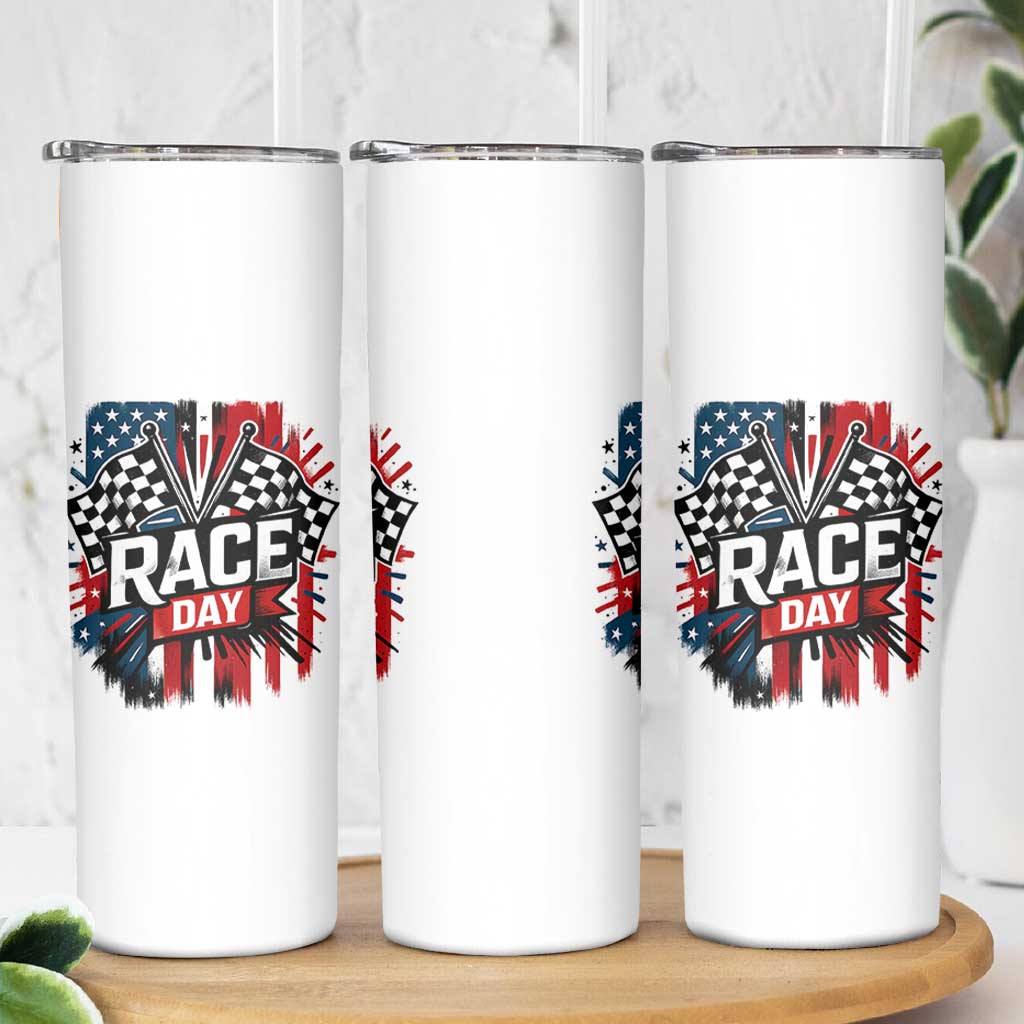 Checkered Flag Racing Skinny Tumbler Race Day Team Lover