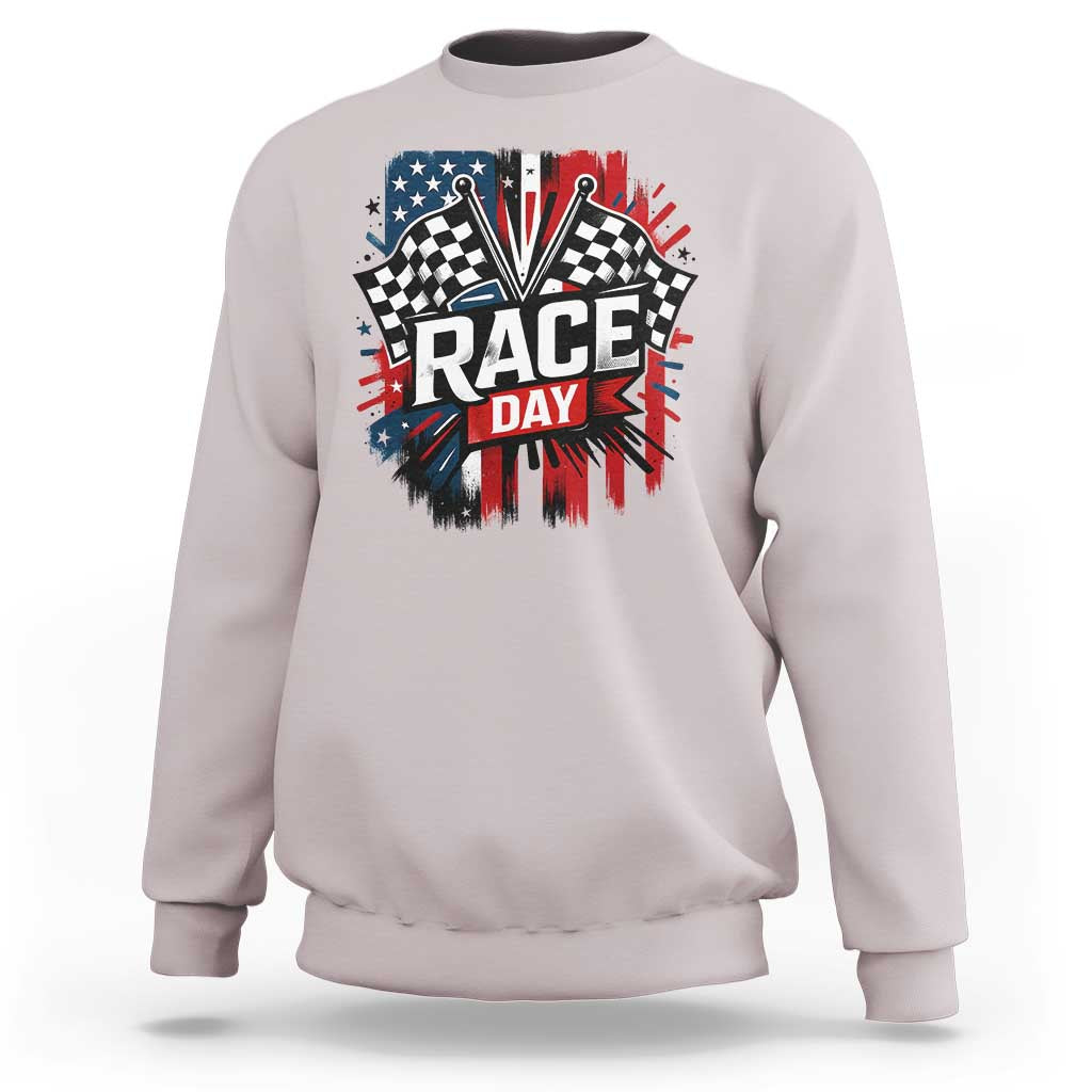 Checkered Flag Racing Sweatshirt Race Day Team Lover - Wonder Print Shop