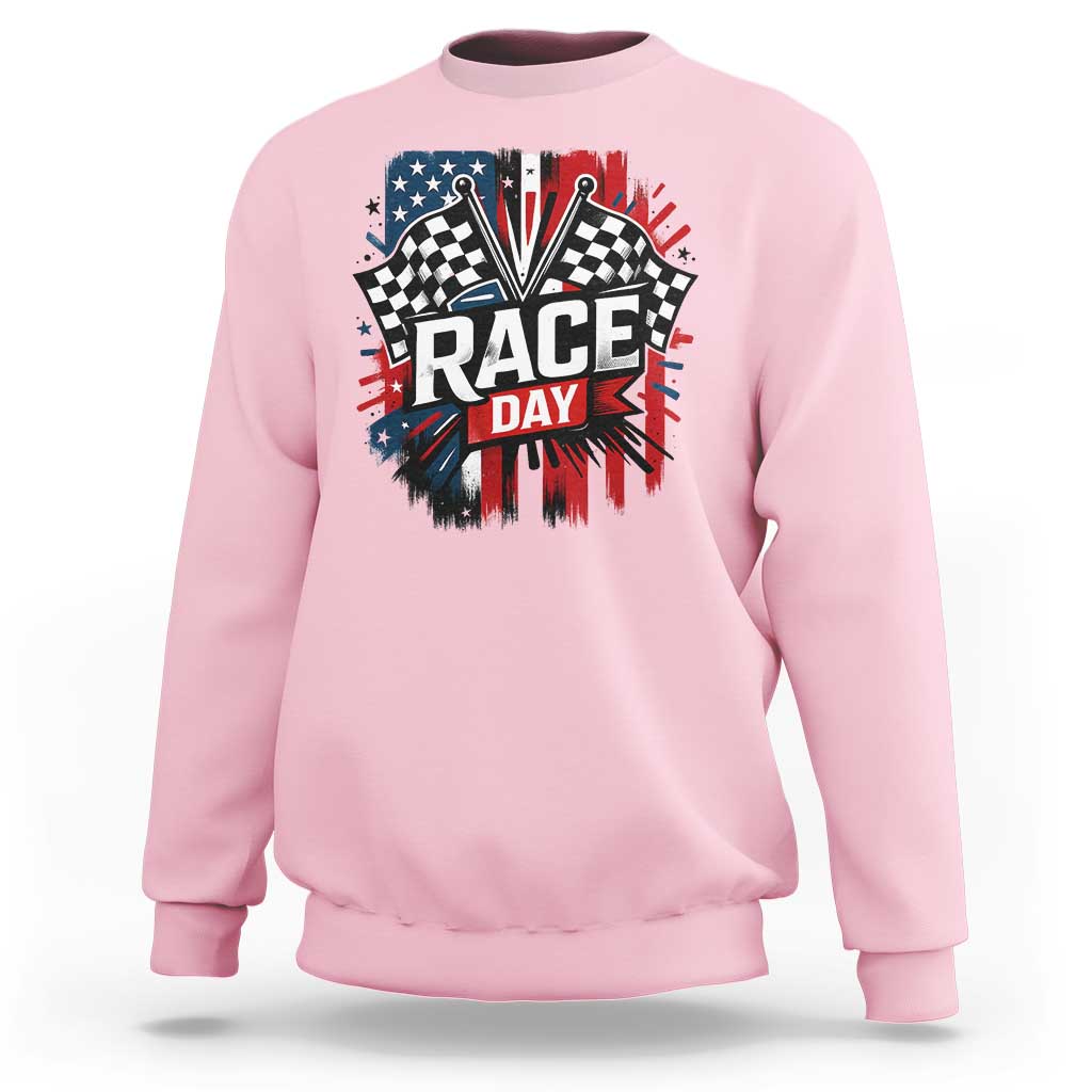Checkered Flag Racing Sweatshirt Race Day Team Lover - Wonder Print Shop