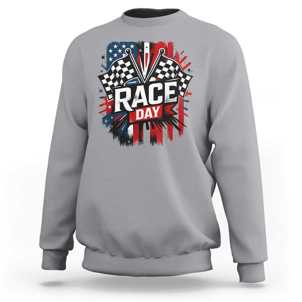 Checkered Flag Racing Sweatshirt Race Day Team Lover - Wonder Print Shop