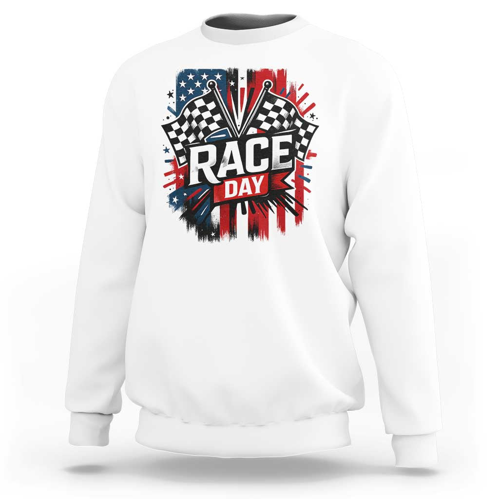Checkered Flag Racing Sweatshirt Race Day Team Lover - Wonder Print Shop