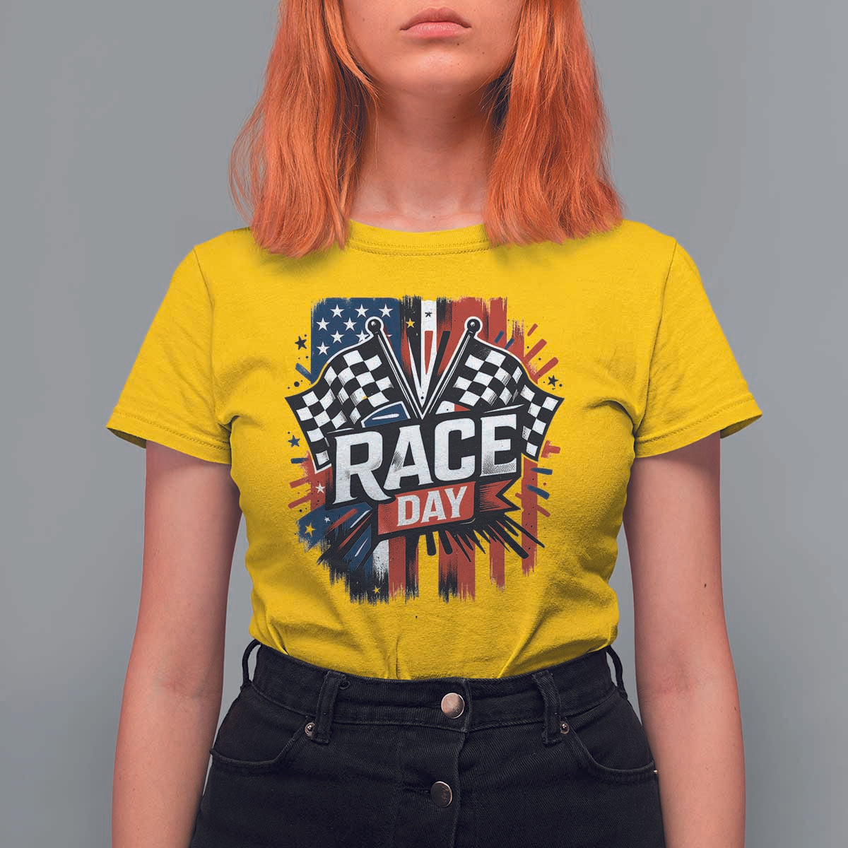 Checkered Flag Racing T Shirt For Women Race Day Team Lover - Wonder Print Shop