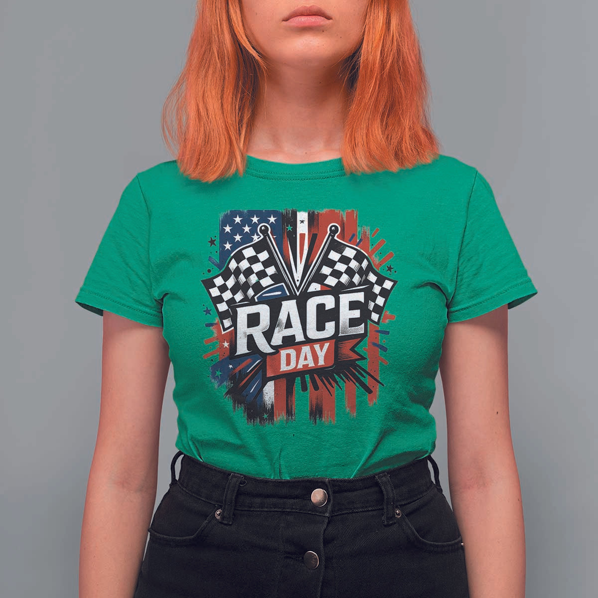 Checkered Flag Racing T Shirt For Women Race Day Team Lover - Wonder Print Shop