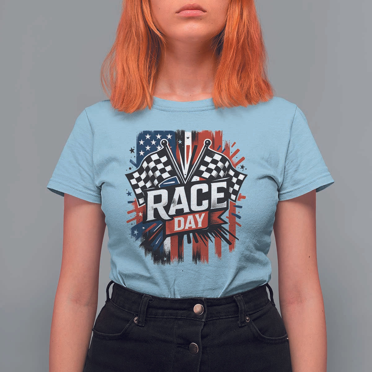 Checkered Flag Racing T Shirt For Women Race Day Team Lover - Wonder Print Shop