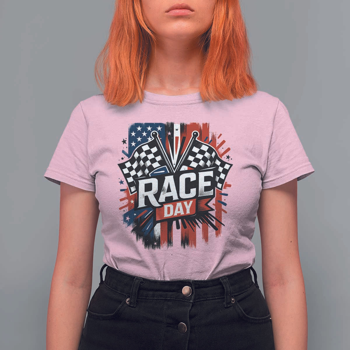 Checkered Flag Racing T Shirt For Women Race Day Team Lover - Wonder Print Shop