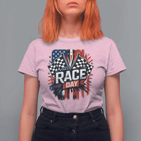 Checkered Flag Racing T Shirt For Women Race Day Team Lover - Wonder Print Shop