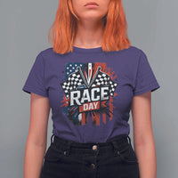 Checkered Flag Racing T Shirt For Women Race Day Team Lover - Wonder Print Shop