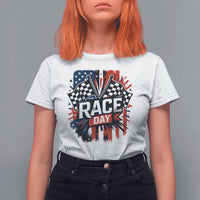 Checkered Flag Racing T Shirt For Women Race Day Team Lover - Wonder Print Shop