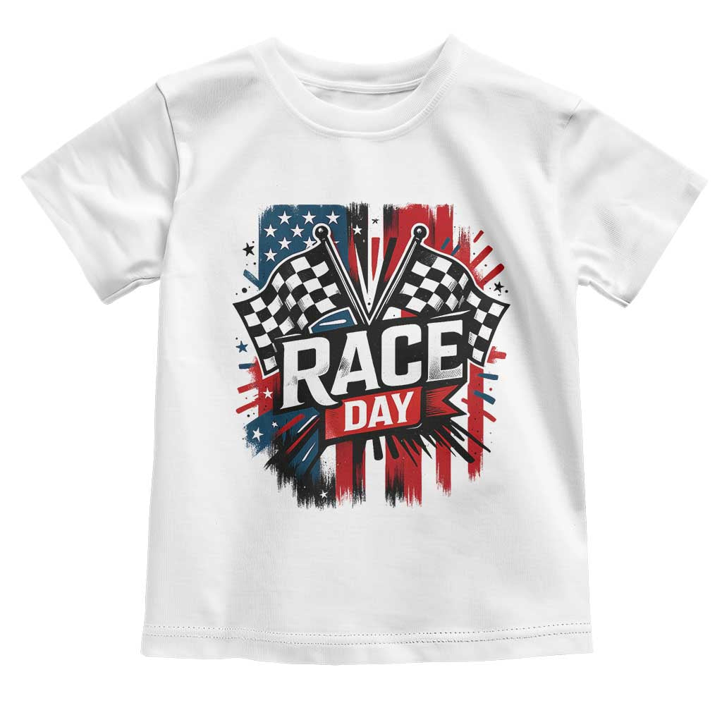 Checkered Flag Racing Toddler T Shirt Race Day Team Lover - Wonder Print Shop