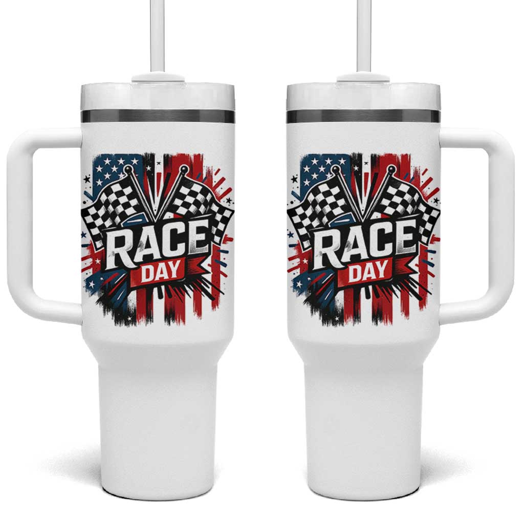 Checkered Flag Racing Tumbler With Handle Race Day Team Lover