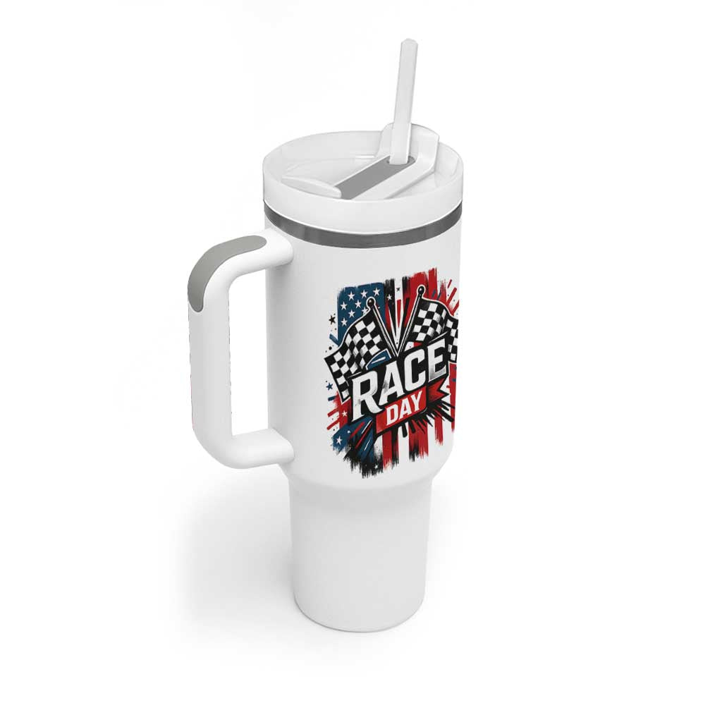 Checkered Flag Racing Tumbler With Handle Race Day Team Lover