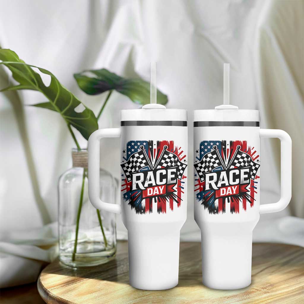 Checkered Flag Racing Tumbler With Handle Race Day Team Lover
