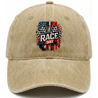 Checkered Flag Racing Washed Cotton Baseball Cap Race Day Team Lover