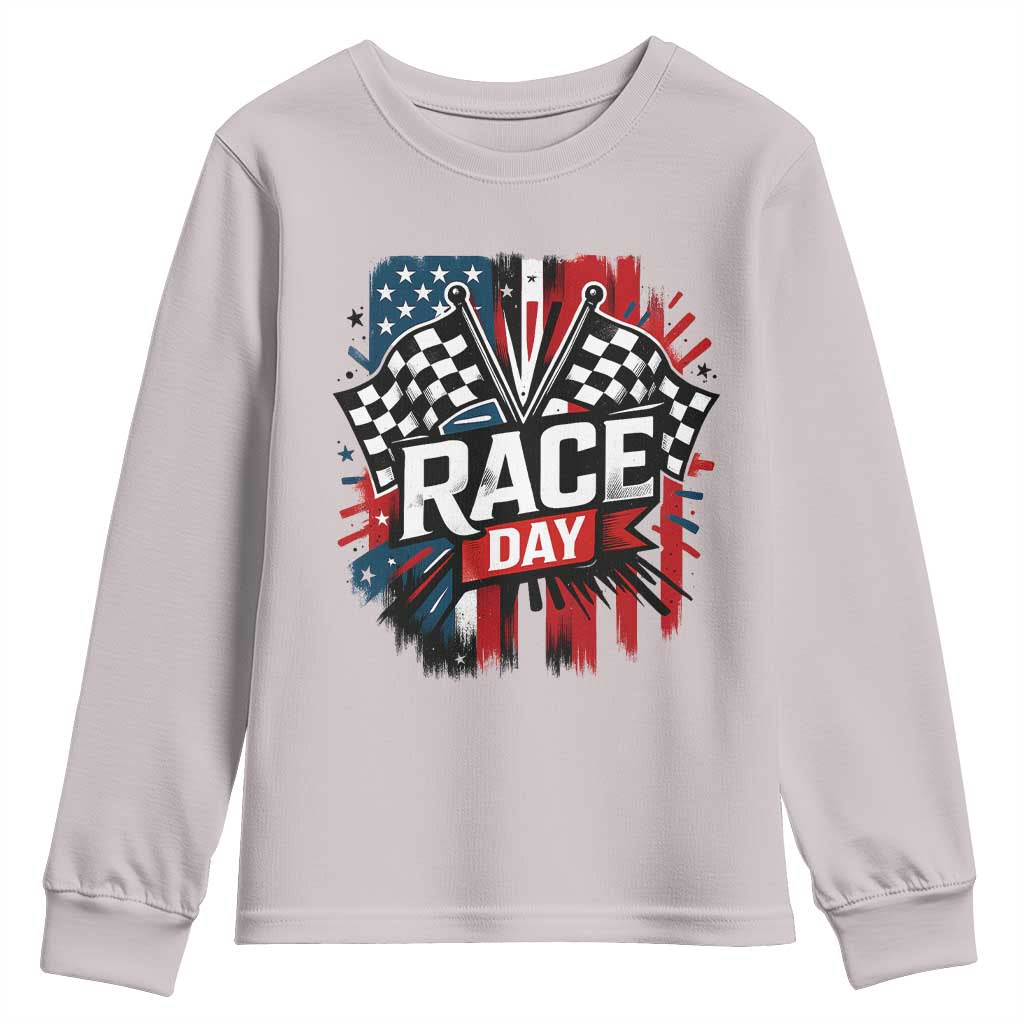 Checkered Flag Racing Youth Sweatshirt Race Day Team Lover - Wonder Print Shop