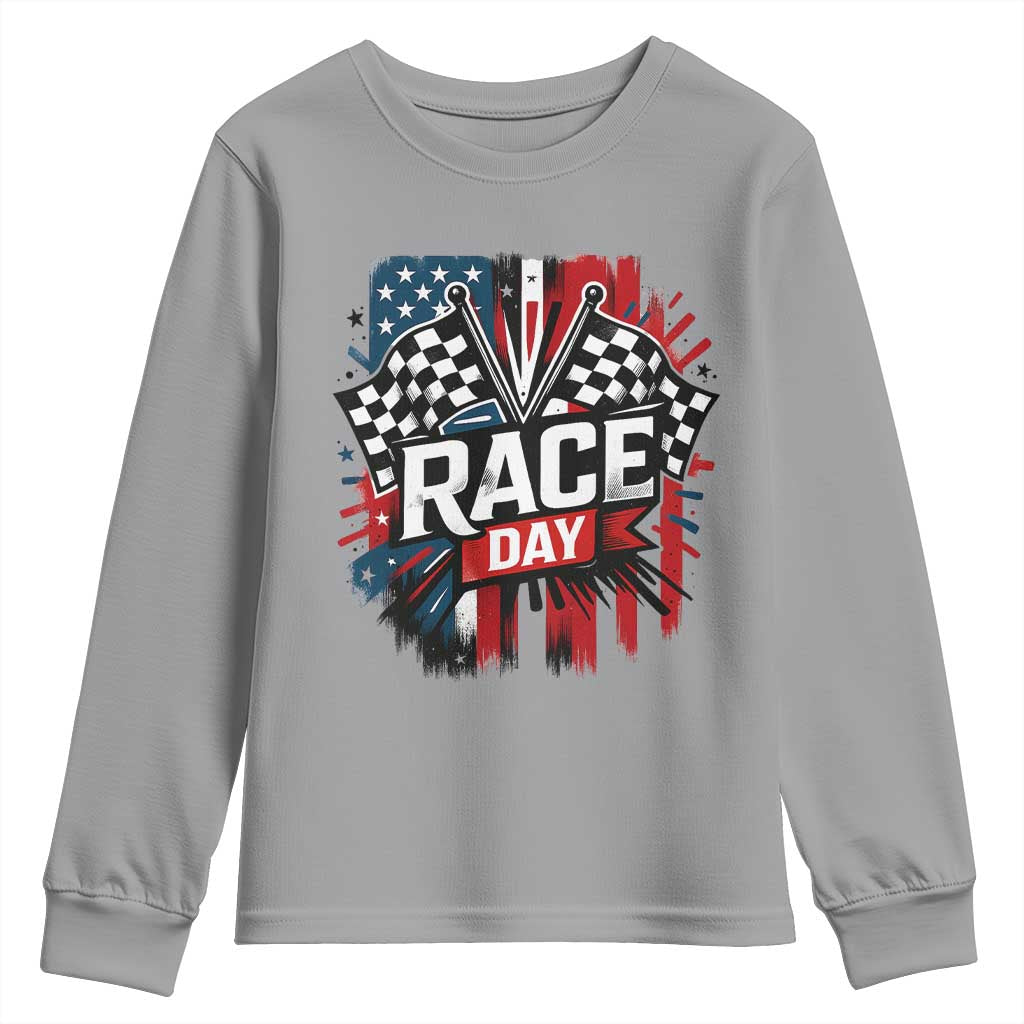 Checkered Flag Racing Youth Sweatshirt Race Day Team Lover - Wonder Print Shop