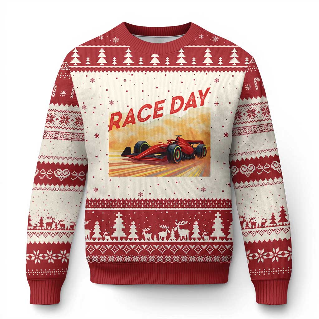 Vintage Racing Formula Car Ugly Christmas Sweater - Wonder Print Shop