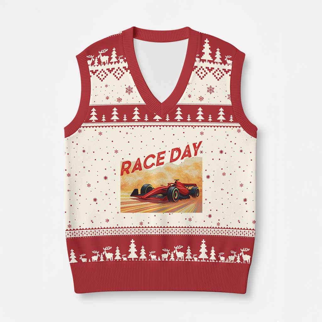 Vintage Racing Formula Car V-Neck Knit Sweater Vest - Wonder Print Shop