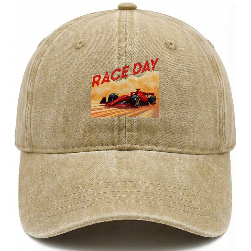 Vintage Racing Formula Car Washed Cotton Baseball Cap