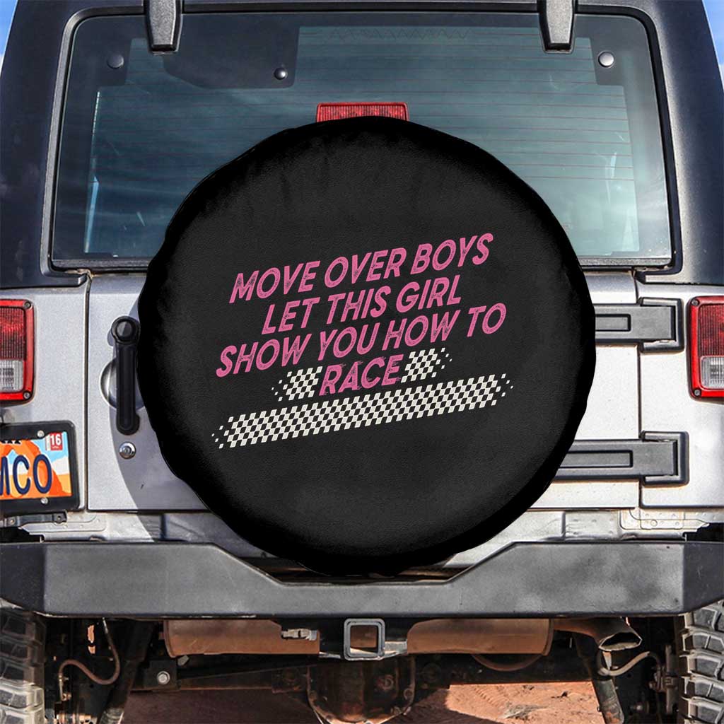 Racing Girl Spare Tire Cover Move Over Boys Funny Quote - Wonder Print Shop