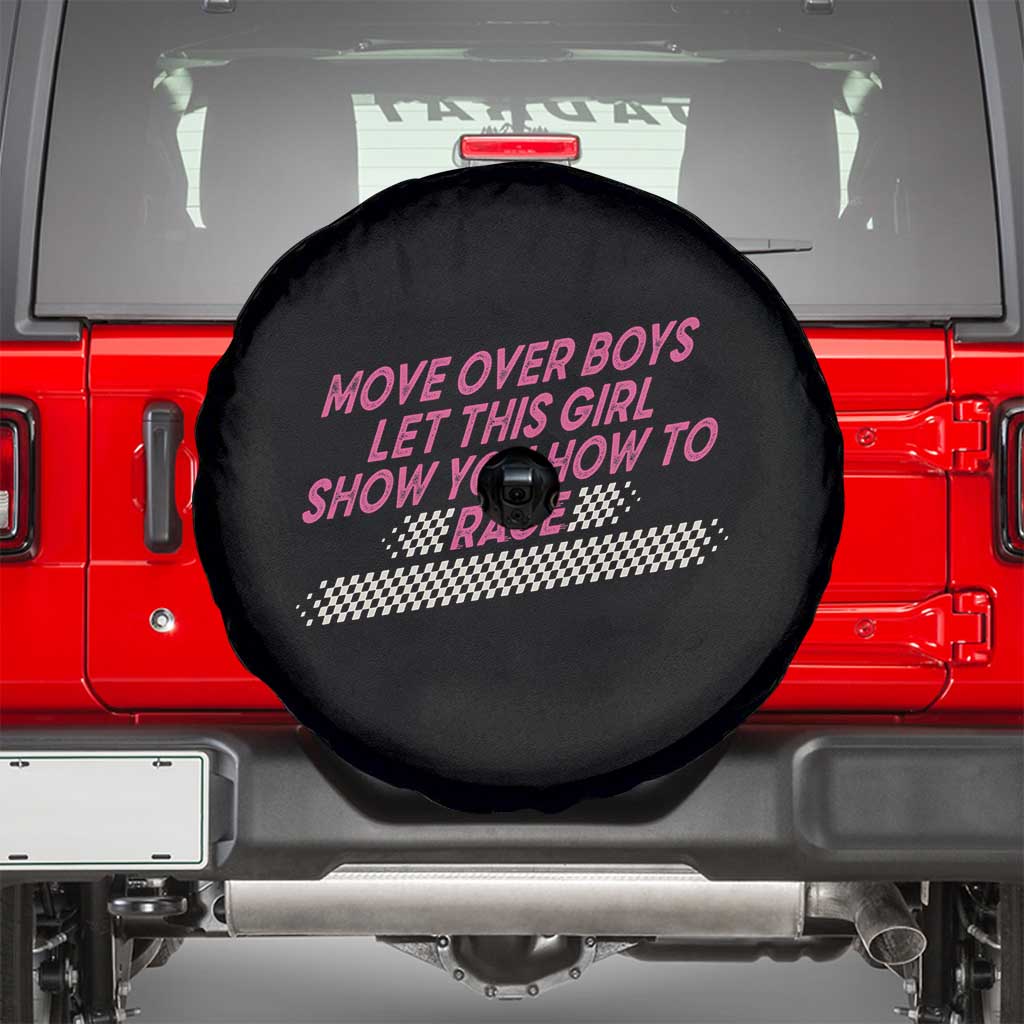 Racing Girl Spare Tire Cover Move Over Boys Funny Quote - Wonder Print Shop